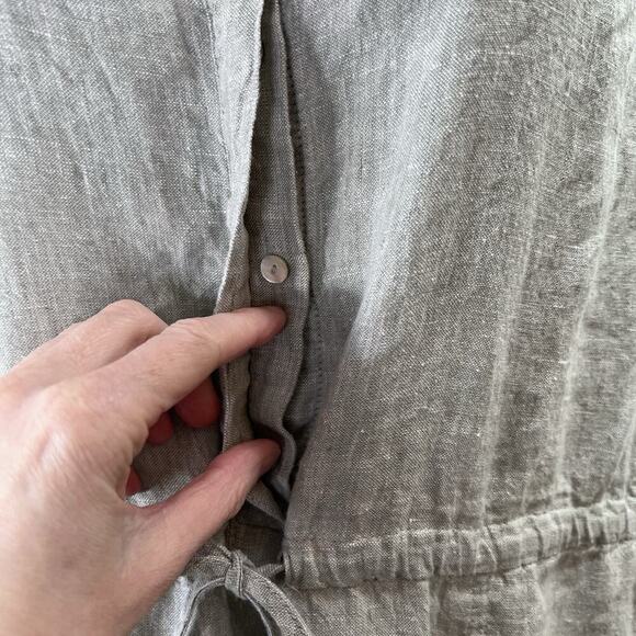 C&C California Women's Linen Jumpsuit Shorts Size XL Gray Minimalist Beachy Airy - Picture 4 of 12